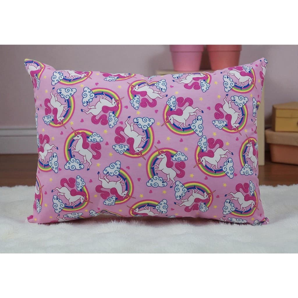 Travesseiro infantil 30x45 + Fronha Estampa Unicórnio Rosa