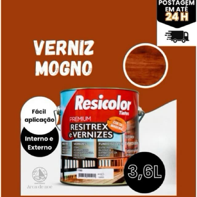 Verniz Proteção para Madeira Brilhante Tingidor Resitrex Galão 3,6L Resicolor