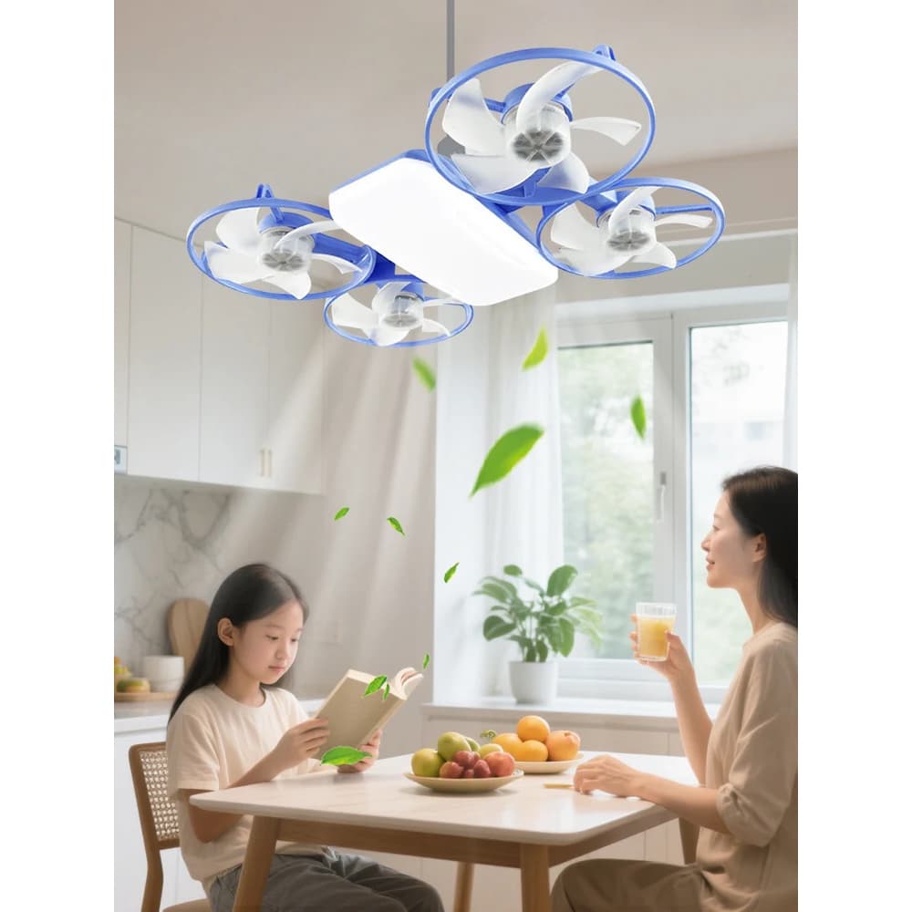 Ventilador de Teto 2 em 1 Silencioso com Luz LED Dimerizável Design Dobrável Elétrico e Moderno