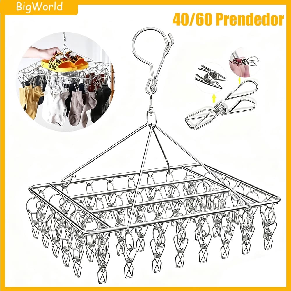 Varal 40/60 Prendedores Roupa Bebe Calcinha Cueca Dobrável Inox