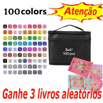 Canetas Marcadoras de Ponta Dupla Aquarela – 24/36/48/60/80/100Peças + Livro de colorir grátis _LUIZA