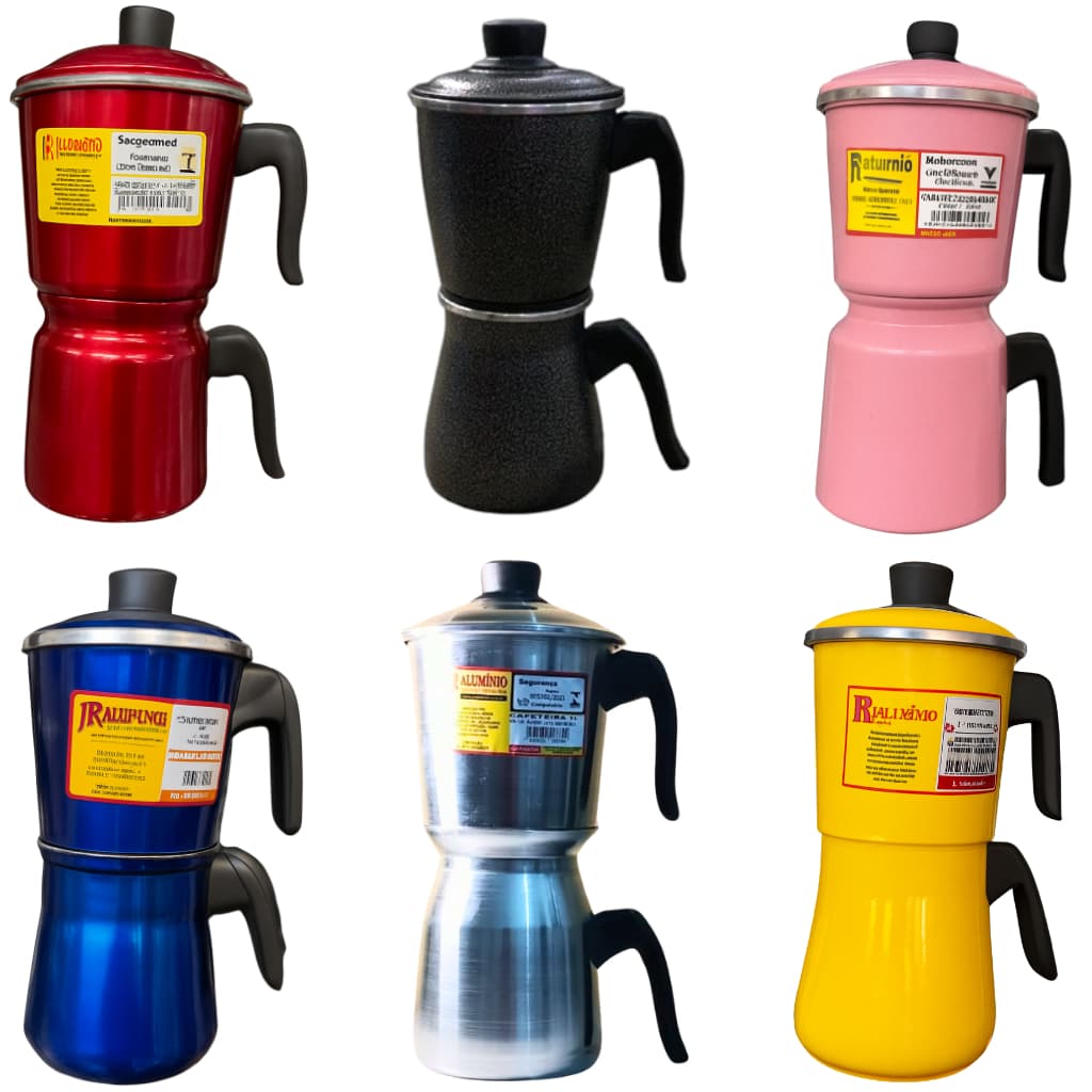 Cafeteira Italiana Extra Forte Alumínio Polido 1 Litro Mocha JR 1000ml 5 a 8 Xícaras Café Blogueira Diversas Cores