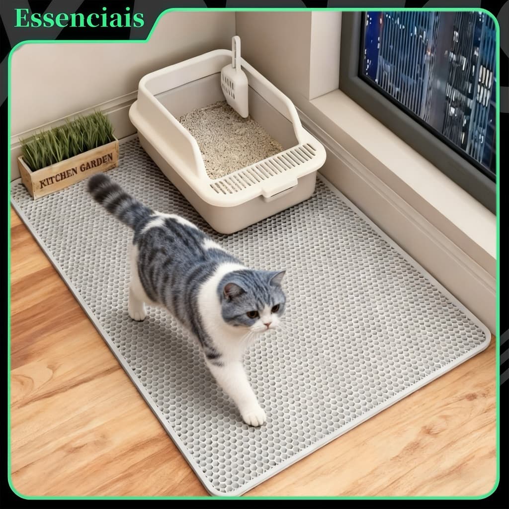 Tapete Higiênico EVA Coletor de Areia Para Gato Lavável Dupla Camada  Gatos Diversos Tamanhos - Cores Preto e Cinza