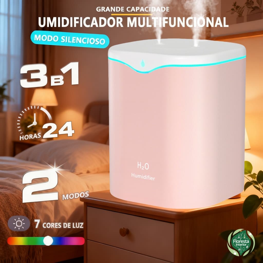 Umidificador De Ar E Aromatizador Grande 2 Litros Bicos Dupla Difusor Aromatizador De Ambiente