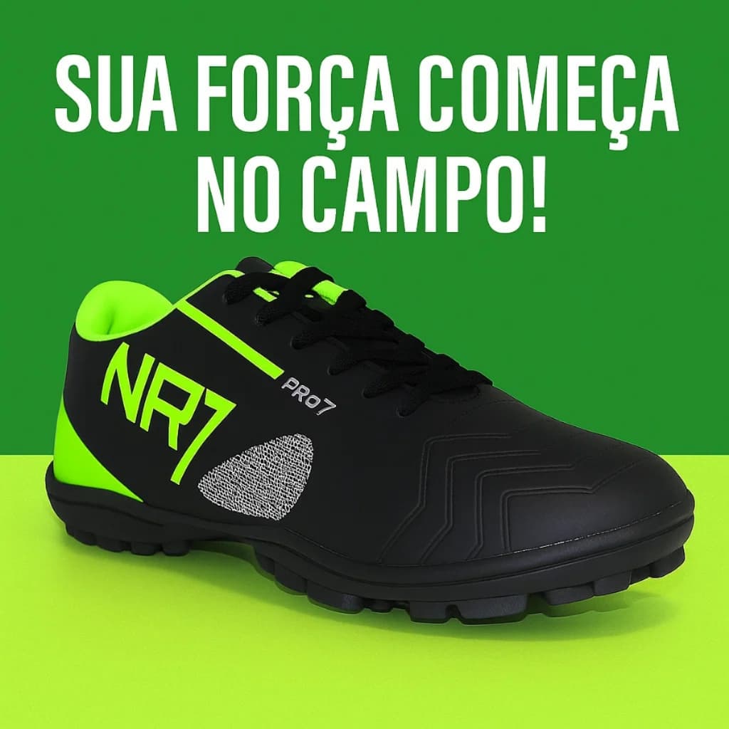 Chuteira NR7 Futebol Confortável Lona Prova D'Água e Sola com Aderência