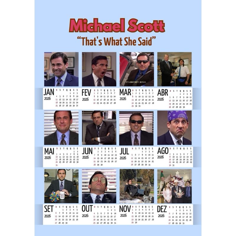 Calendário 2026/ 2027 Michael Scott The Office