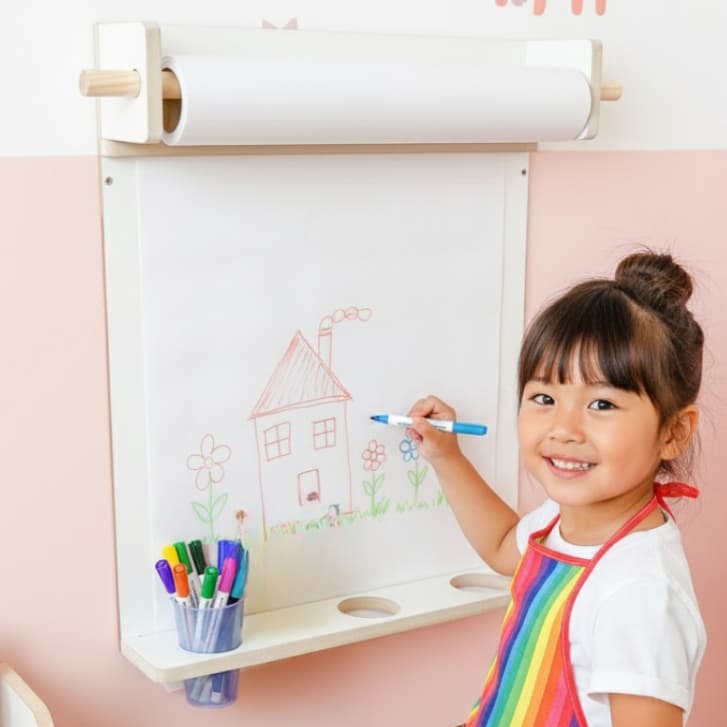 Lousa Criativa Branca Infantil para Desenho e Pintura + bobina - DUO