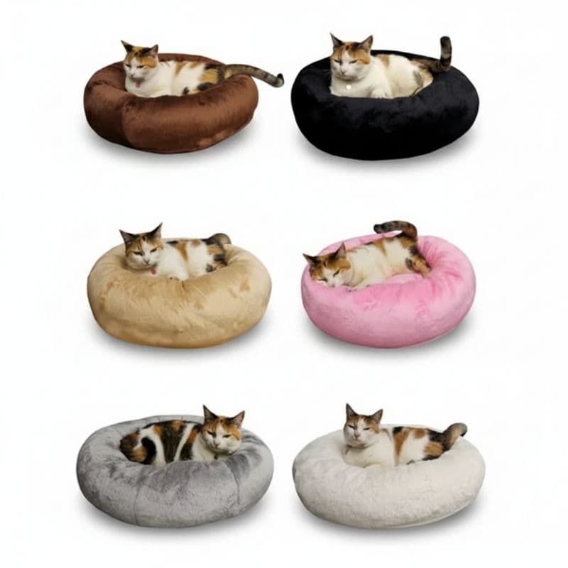 Cama para Gato Redonda Confortável - Cama Pet Fofa com fundo Impermeável