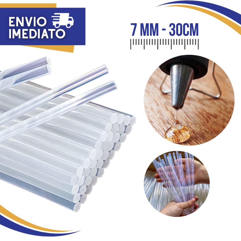 Bastão Cola Quente Semi Transparente de 7 mm e 30 cm de comprimento Artesanato Profissionais Papelaria