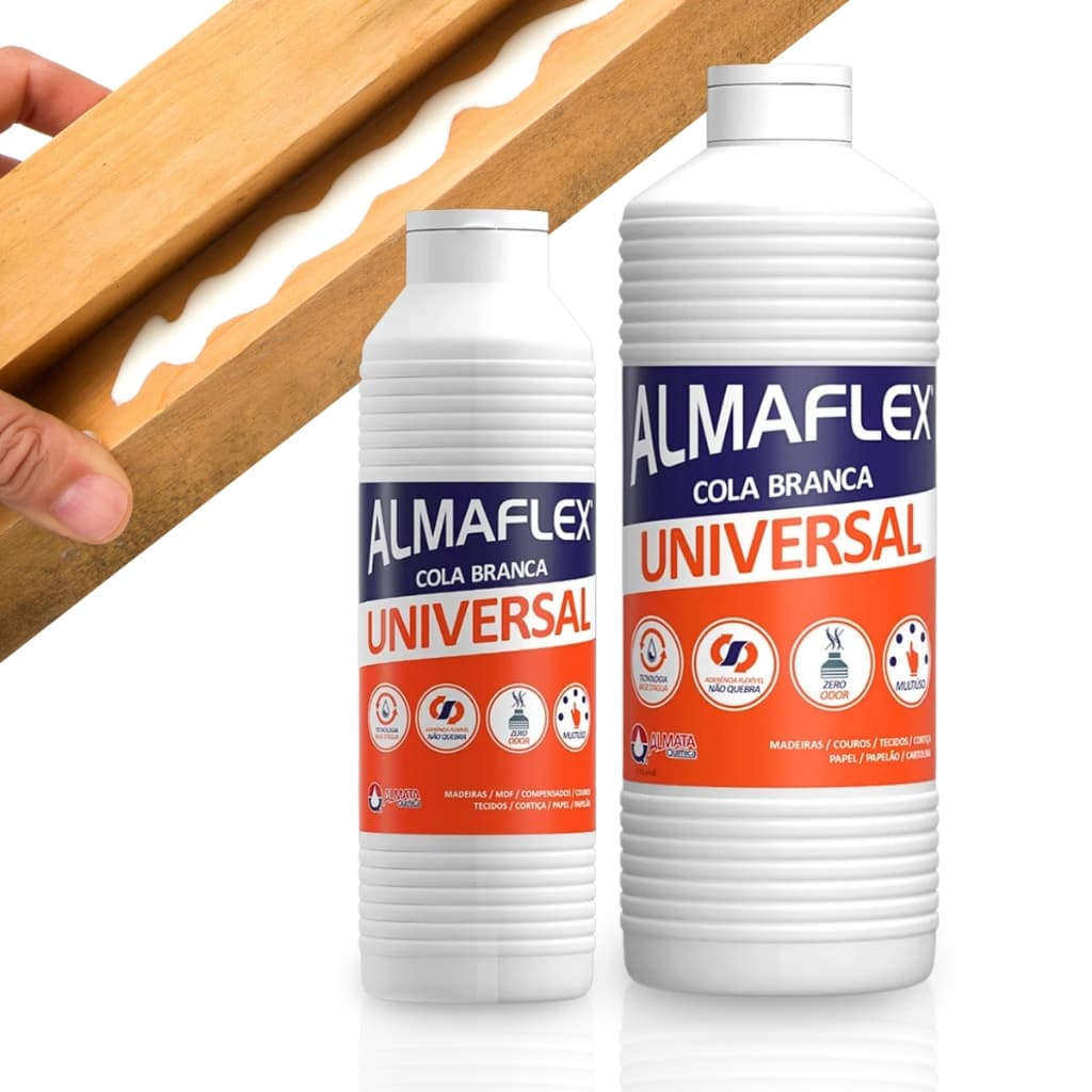 Cola Branca Almaflex 500g 1kg Multiuso Lavável Flexível Artesanato Madeira Papel Tecidos
