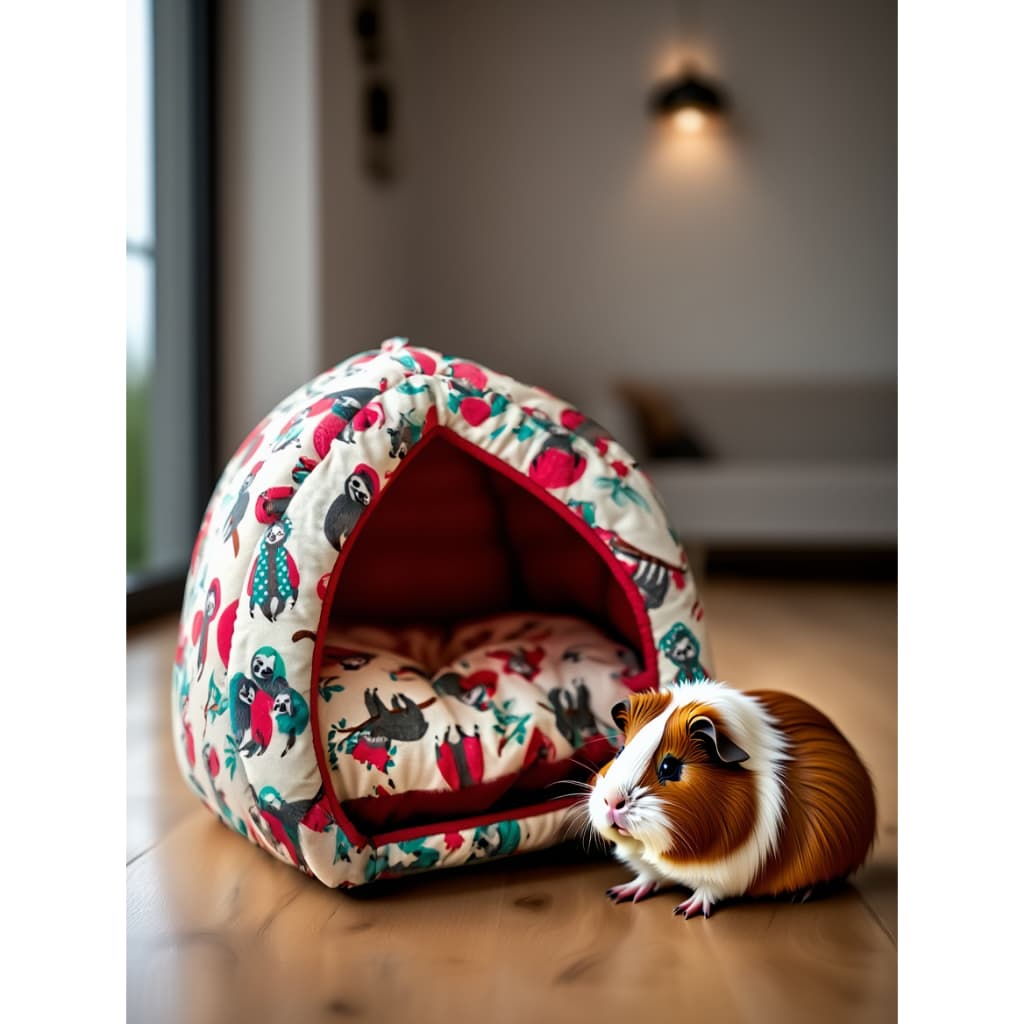 Cama Toca 2 em 1 para Porquinho da Índia Design Dobrável e Confortável, lavável