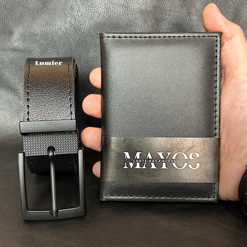 Kit Cinto Masculino + Carteira Masculina.