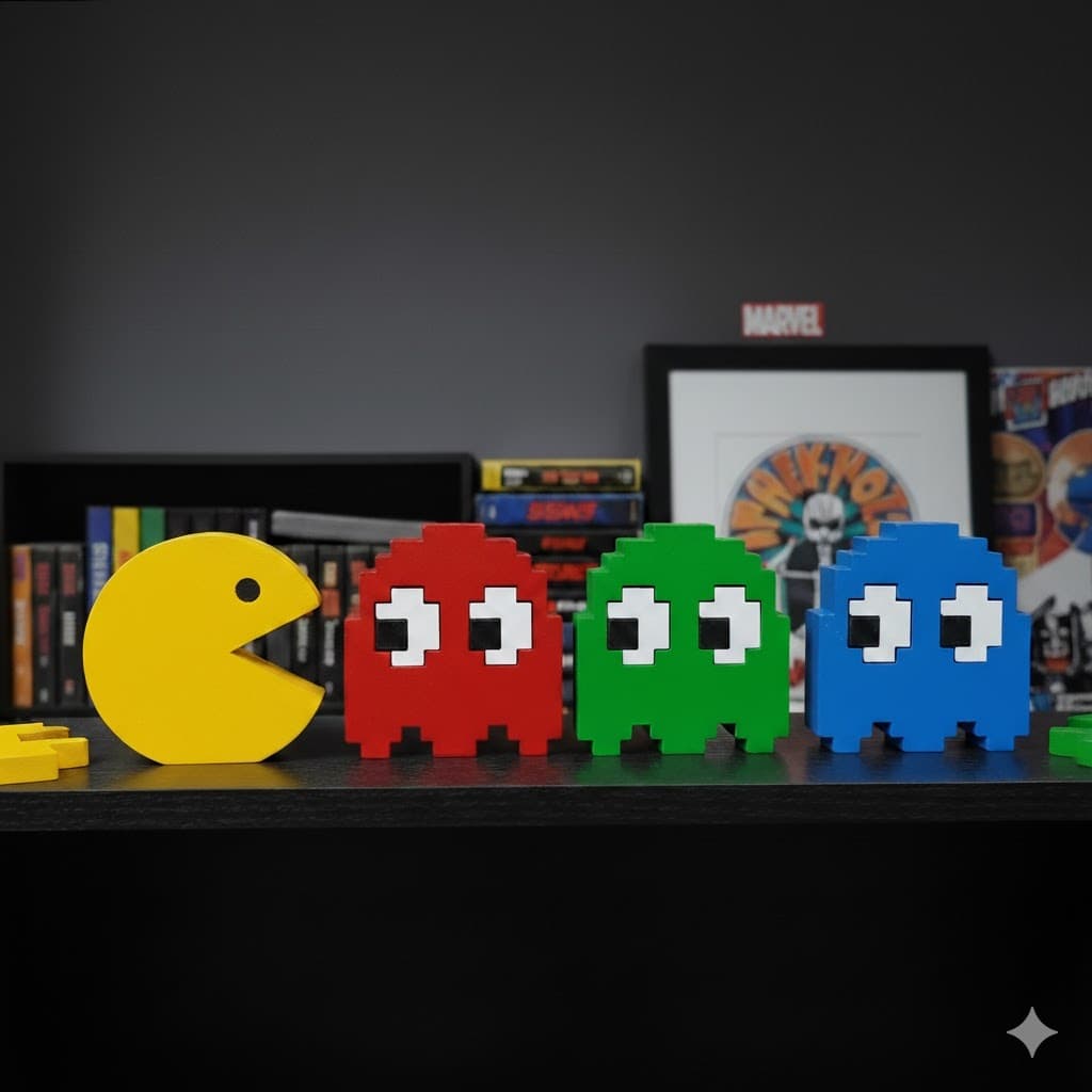 Kit Pac-Man Decoração Geek 4 peças