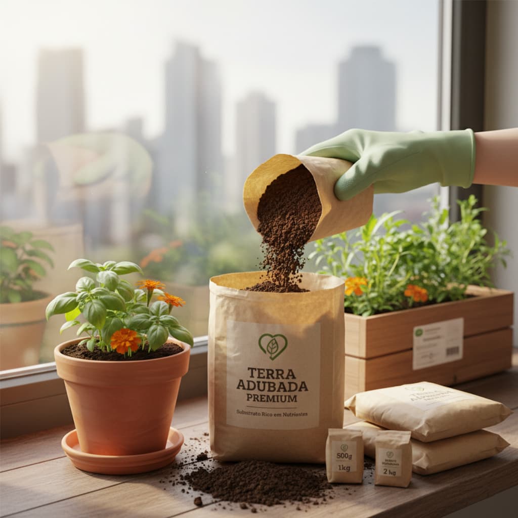 Terra Adubada Para Plantas Substrato Rico em Nutrientes P/  Vasos, Horas e Jardins