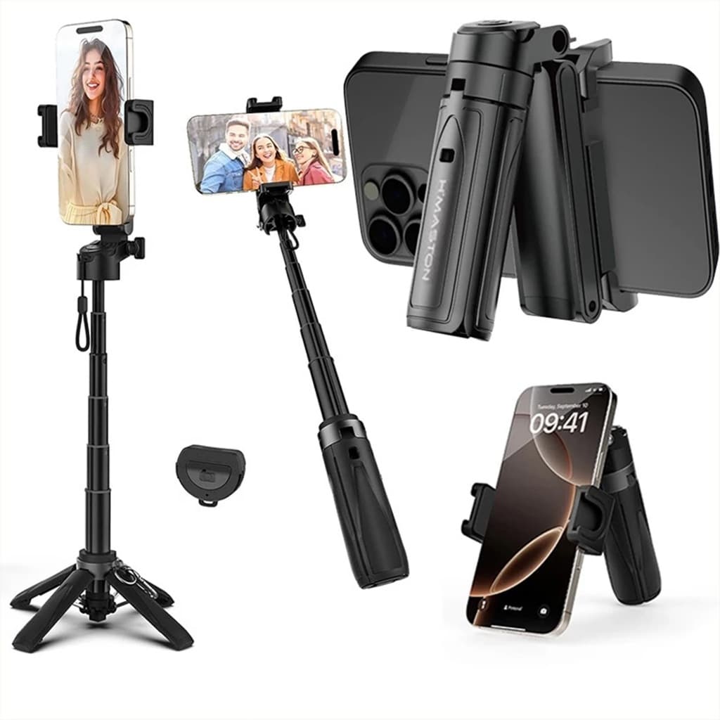 Mini tripé para selfie com celular  Retráctil 37cm com Bluetooth controle remoto liga de alumínio Ultraleve