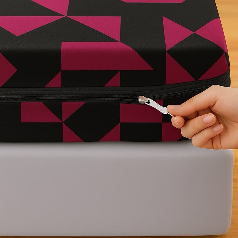 Capa De Colchão Microfibra Queen Estampado Com Ziper