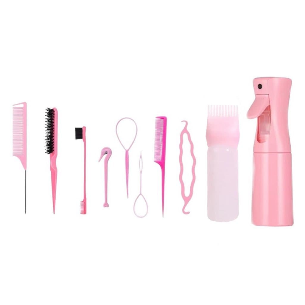 Kit 10/8/7/5 peças de ferramentas para modelagem de cabelo com borrifador e ferramentas para tranças com Cortador