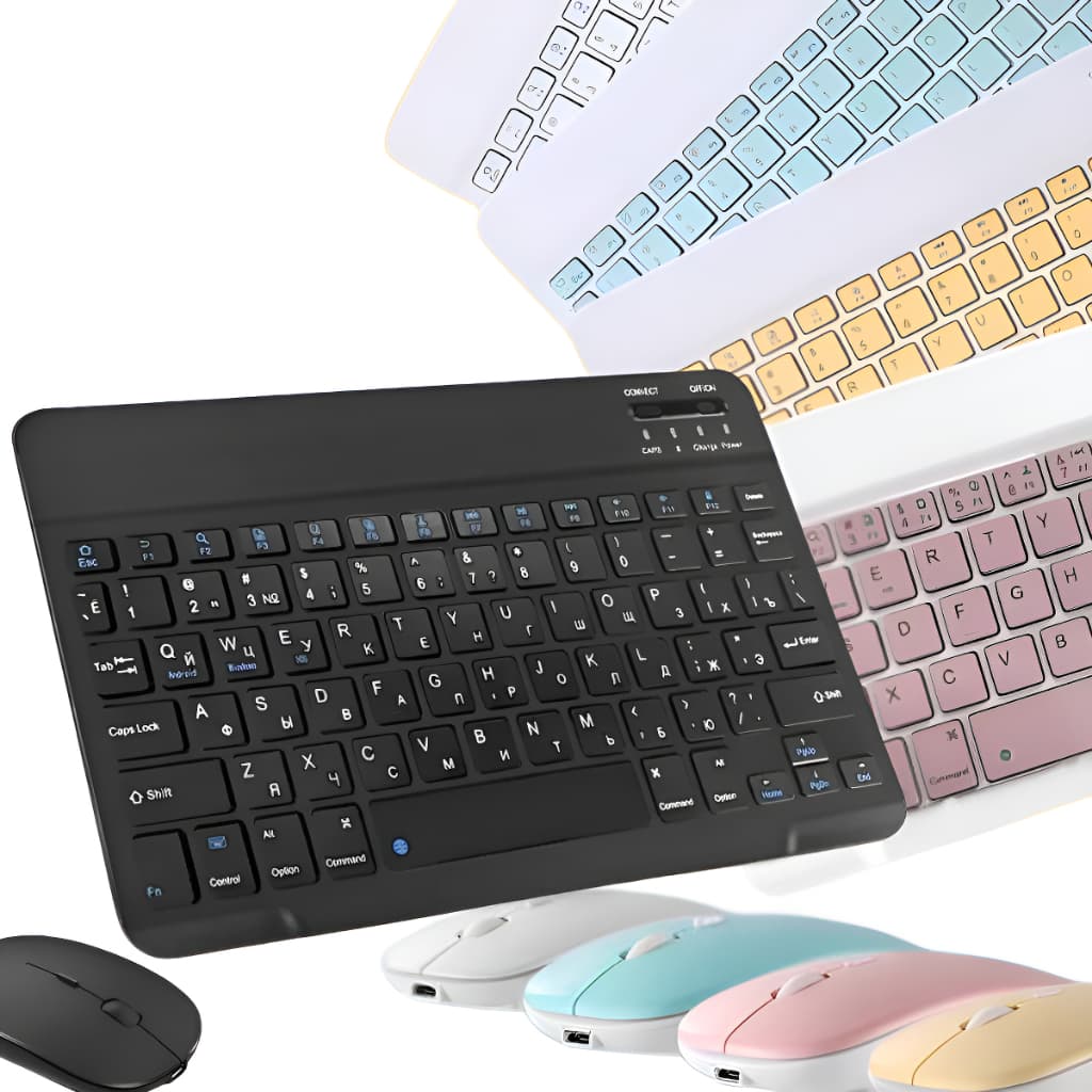 Kit Teclado e Mouse Sem Fio Bluetooth Recarregável + Pilhas Brinde – Design Slim, Silencioso e Confortável - PROMOÇÃO