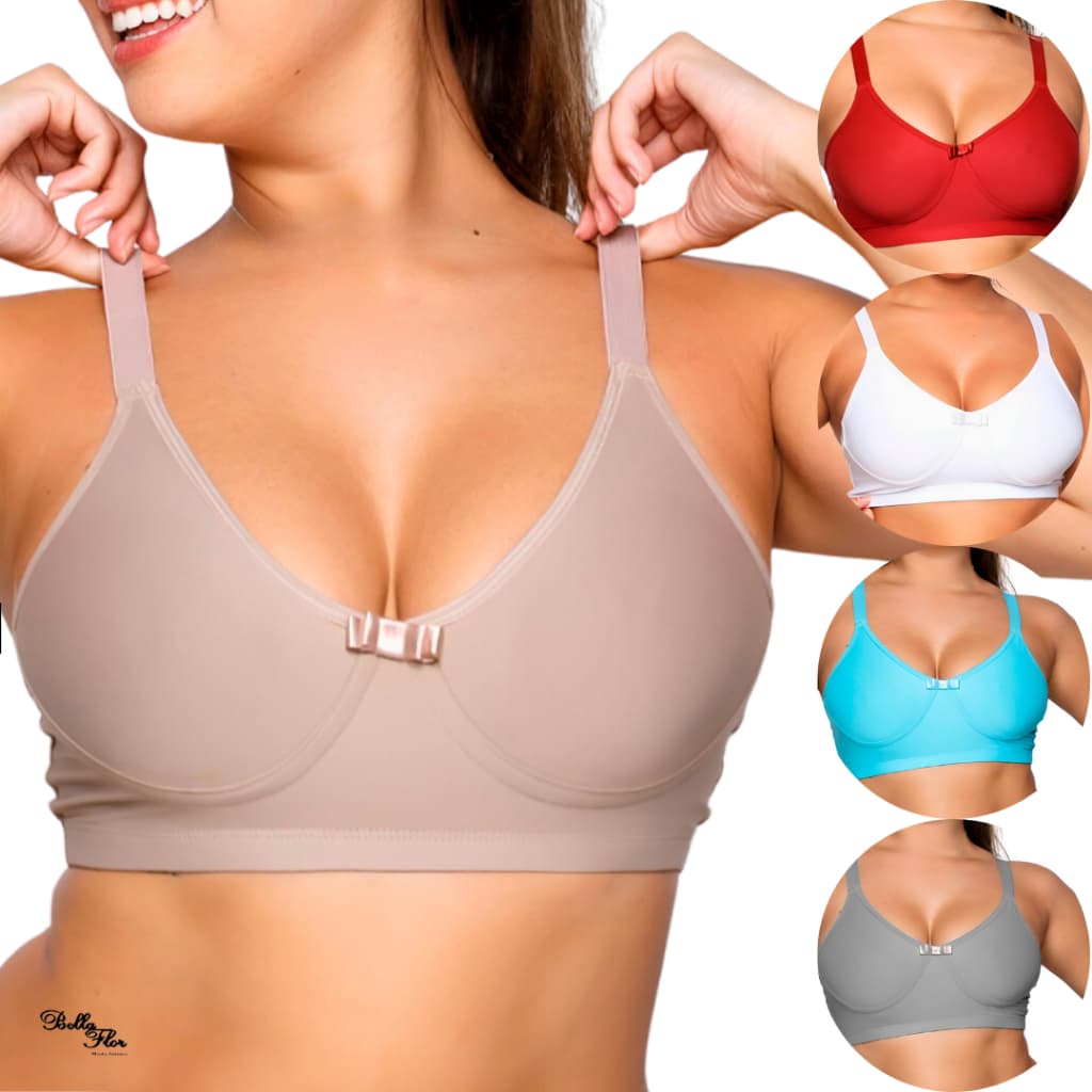 Kit 2 Sutiãs Plus Size Reforçado Alta Sustentação Tecido Duplo Alças Grossas Sem Bojo