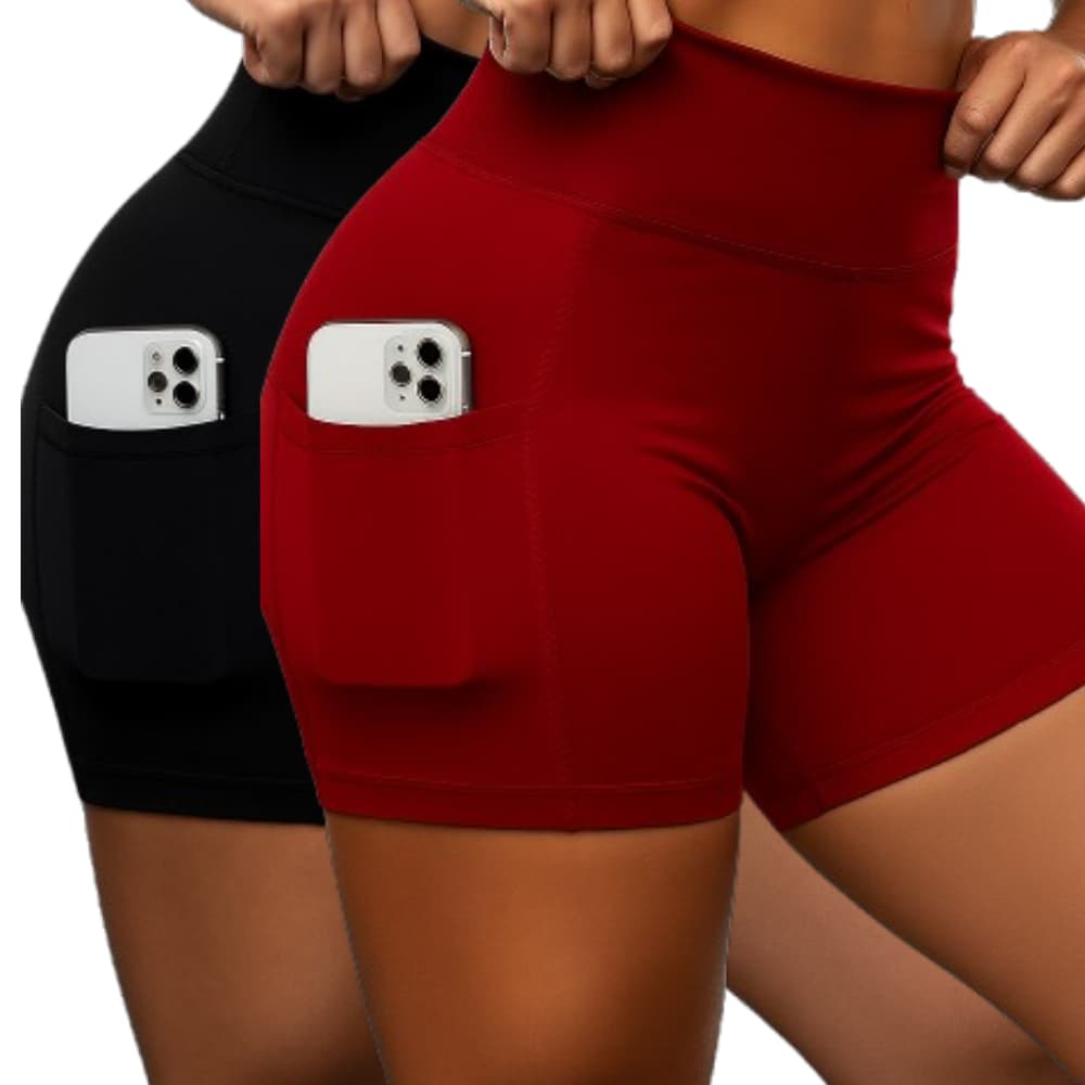 Short De academia Fitness Feminino Suplex com Bolso – Sem Transparência,cintura alta
