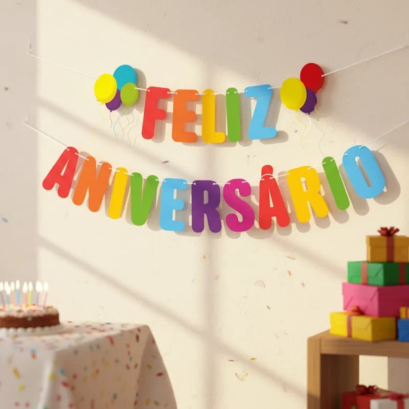 Faixa Decorativa - Feliz Aniversário Especial com Letras Coloridas