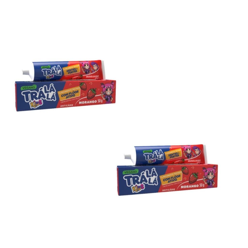 CREME DENTAL GEL TRA LÁ LÁ  KIDS 50g MORANGO -02 UNIDADES