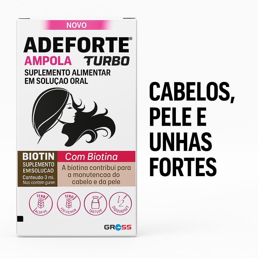 Adeforte Turbo + Biotina 3ml | Suplemento Vitamínico | Cabelos, Pele e Unhas Fortes