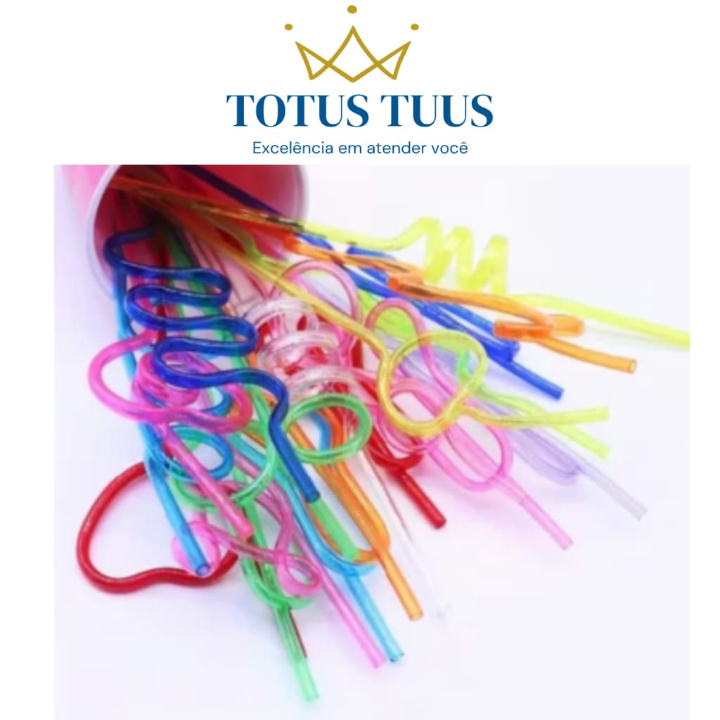 Kit Canudos Espirais Coloridos para Festa Temática Decoração & Drinks