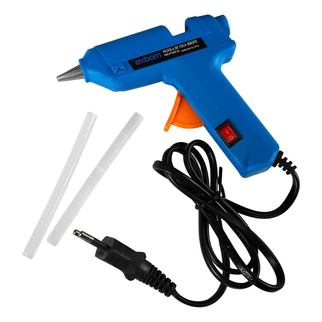 Pistola Cola Quente 20W com Interruptor e Bastão 7mm Ideal para Artesanato e Reparos
