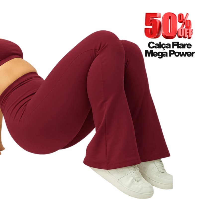 Calça Legging Mega Power Flare Bailarina Dia Dia Zero Transparência Academia Boca De Sino Feminina