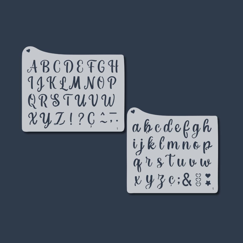 Kit 2 Stencil Moldes Alfabeto Letras Abecedário para Pintura, Artesanato, Tecido, Mdf, Infantil