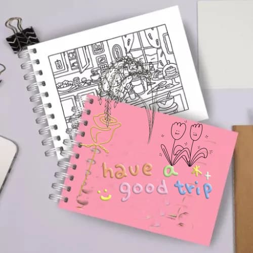 A5 Drawing Notebook with Holographic Cover – 48 Pages, Spiral, Portable 270G for Drawing, Sketching, Painting And