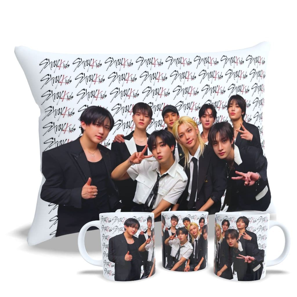 caneca almofada 20x30 personalizada Lembrança Presente  banda coreana Stray Kids