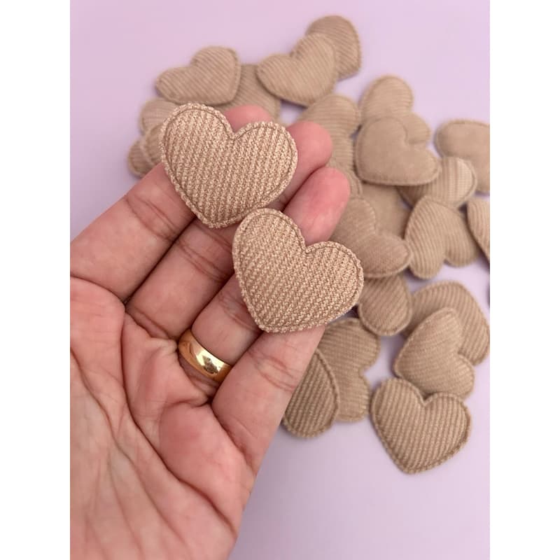 Aplique Coração Cotelê - 10 unidades