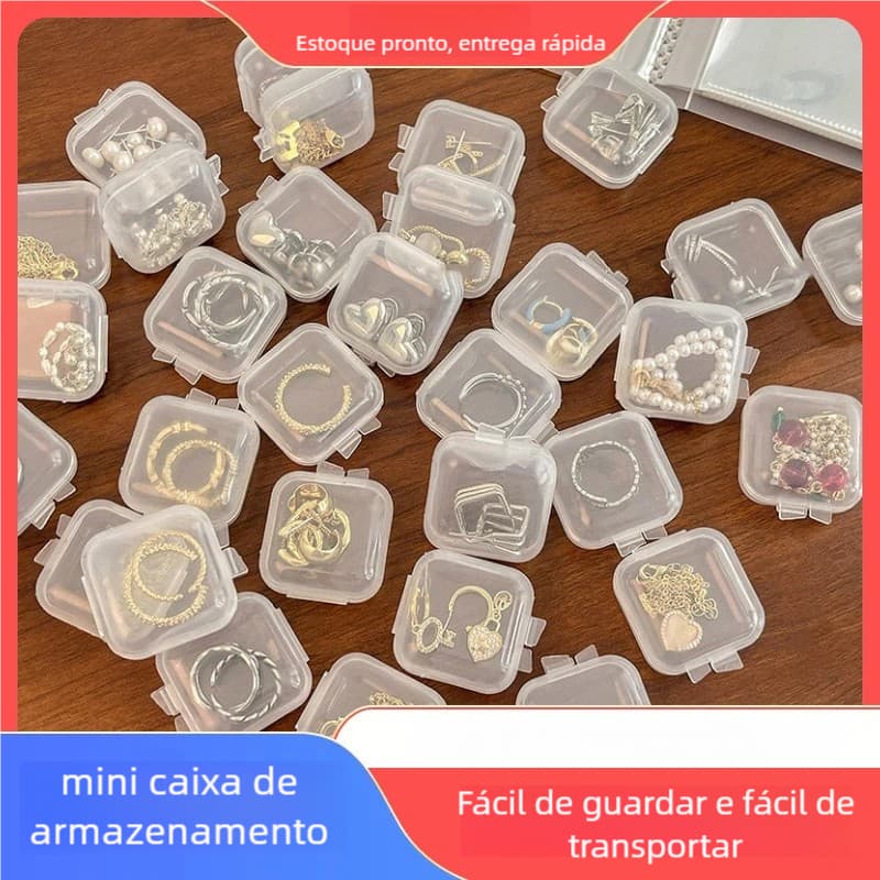 Conjunto de 50 Organizadores Transparentes - Caixas Plásticas Quadradas para Acessórios