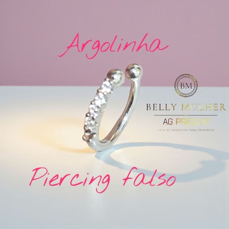 Piercing Falso De Nariz Argolinha Cravejada / Piercing de Pressão Argolinha Piercing Feminino sem Furo