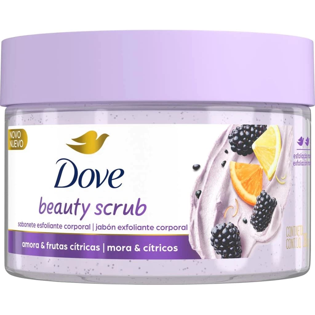Dove Beauty Scrub – Sabonete Esfoliante Amora & Frutas Cítricas 280G | Renova, Hidrata e Ilumina