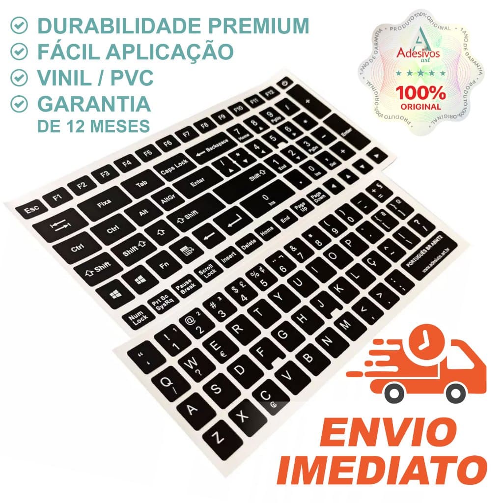 Adesivos para Teclados PC, Notebook Etiquetas ABNT2 Conversão Português Vinil restauração