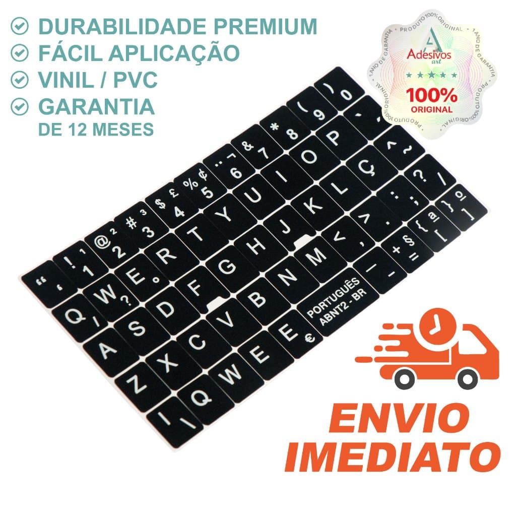 Adesivos ECO para Teclados PC, Notebook Etiquetas ABNT2, Conversão Português Vinil PVC Restauração