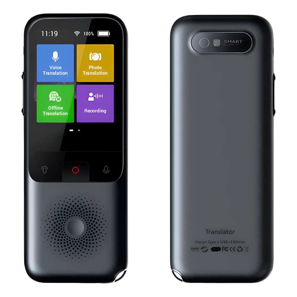 Tradutor Portátil Inteligente com + de 138 Idiomas Tradução por Voz e Imagem  Dublador Automático Wif Prata