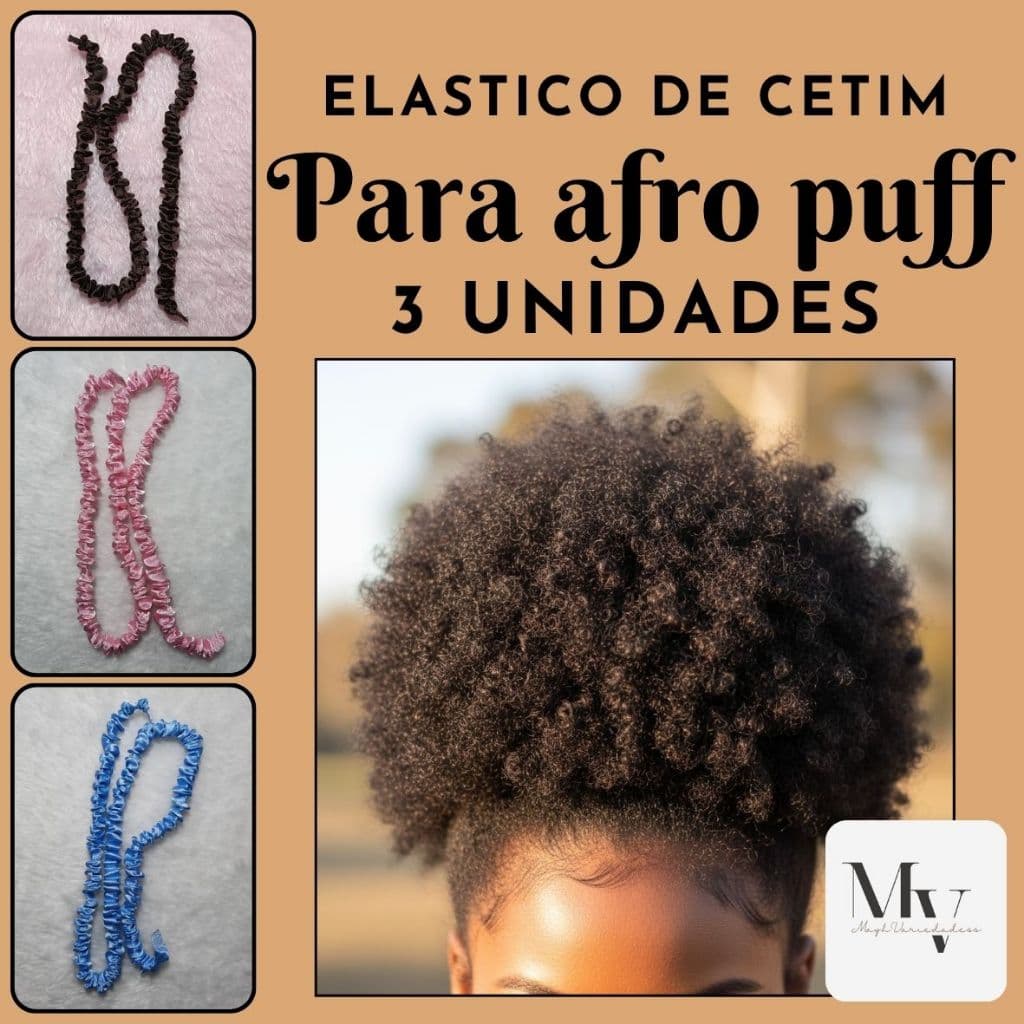 Kit Conjunto 3 Amarrador de cetim para afro Puff, scrunchies, Elástico 60cm (esticado mede 130cm) Anti frizz