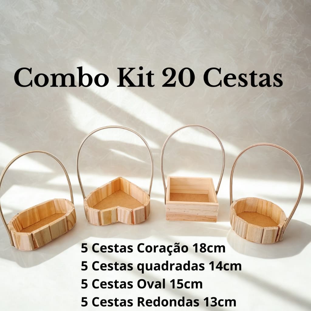 Combo Kit 20 Cestas para Decorações e Presentes