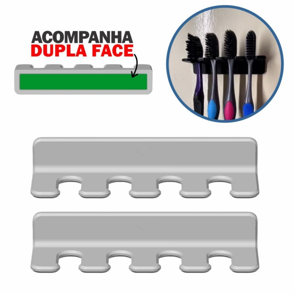 Suporte Organizador Para Escova Dental - 3M de Parede e Armários