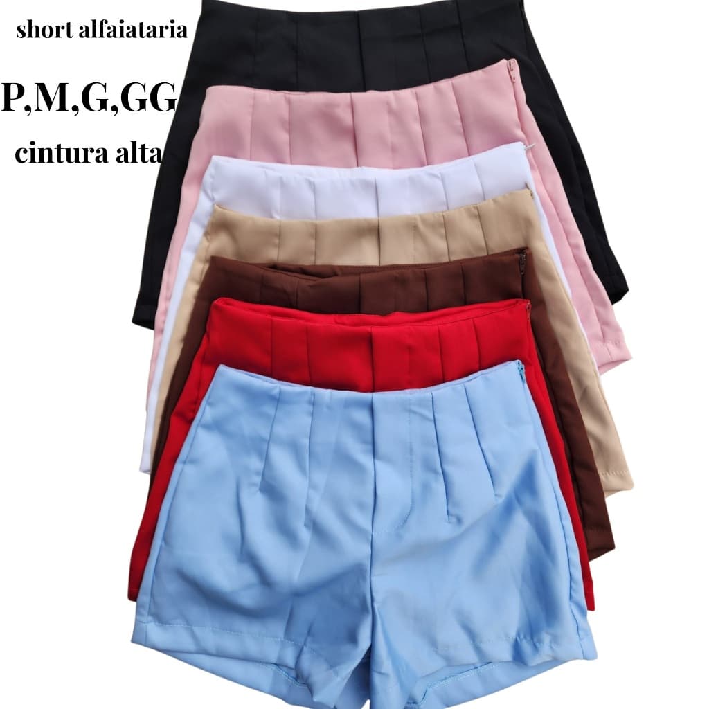 Short Alfaiataria Feminino Cintura Alta Social com Zíper Lateral Estilo elegante y básico