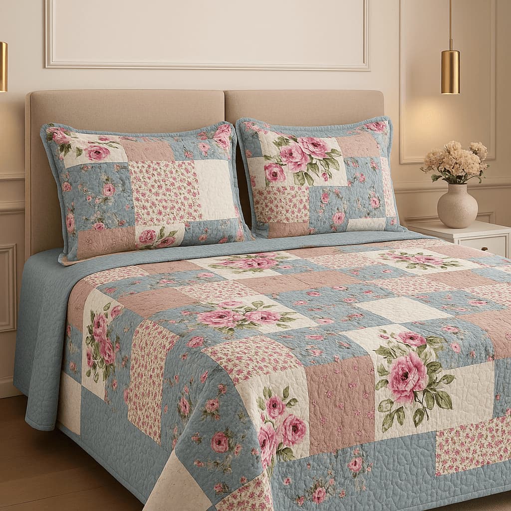 Kit Colcha Cobre Leito Bouti Dupla Face 3 peças, Casal Tradicional Box – 2,20m x 2,40m