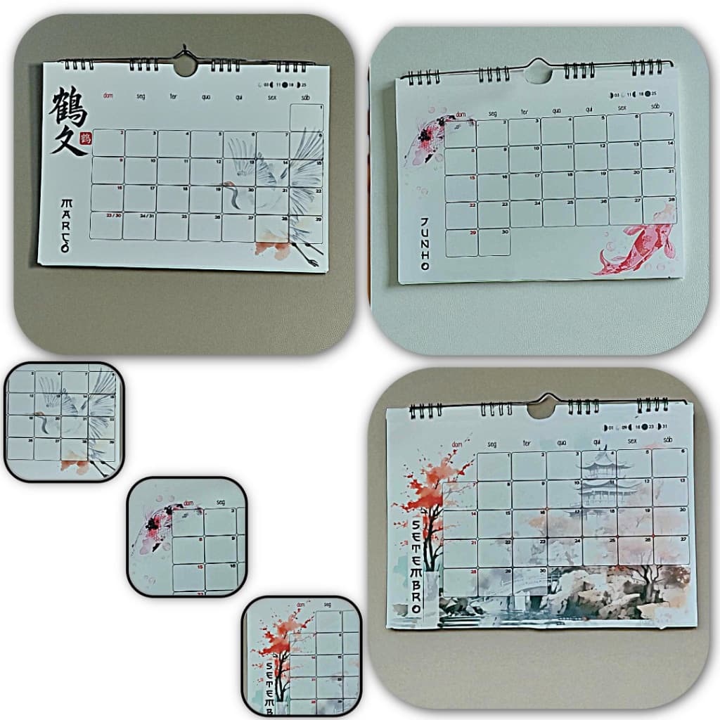 Calendário de Parede 2026/2027 - Base Wire-O Horizontal A4 - Japão