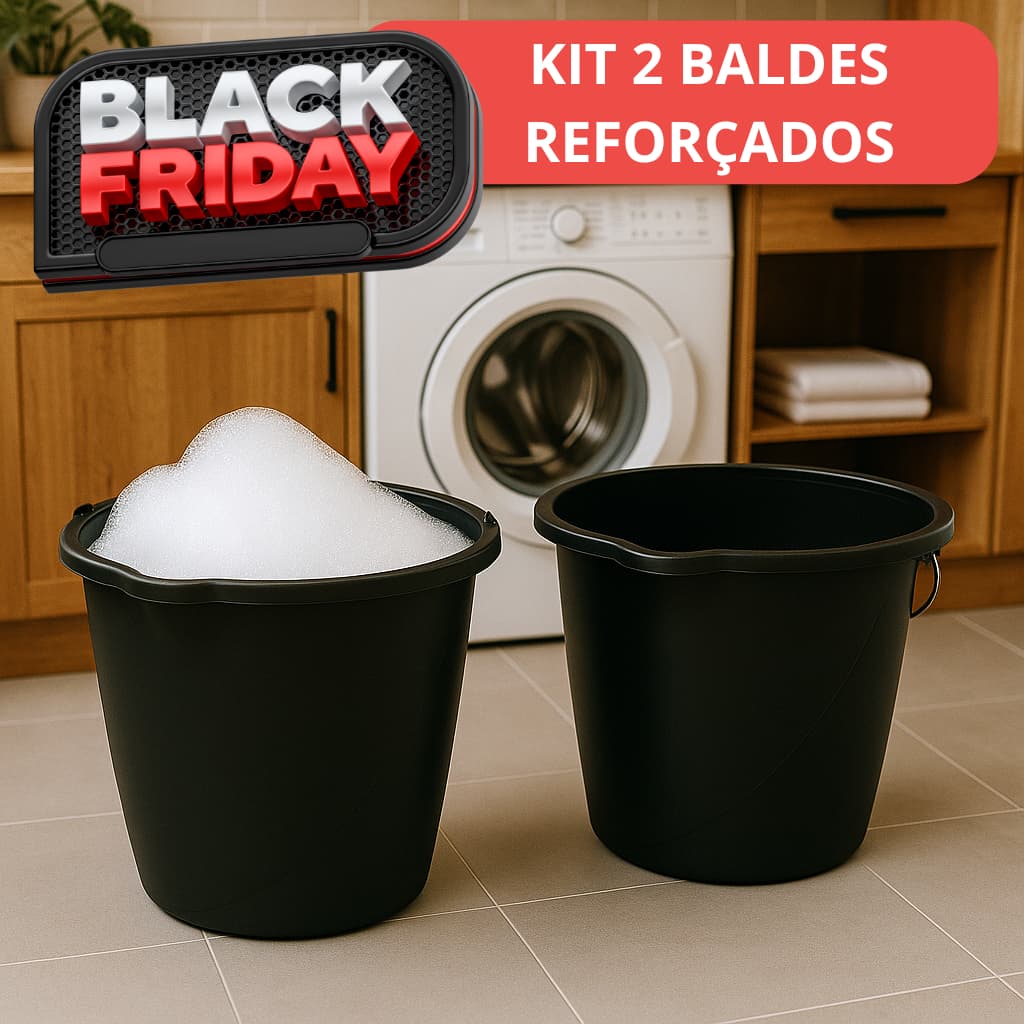 Kit 02 Baldes Plásticos Reforçados 8 Litros com apoio para mão