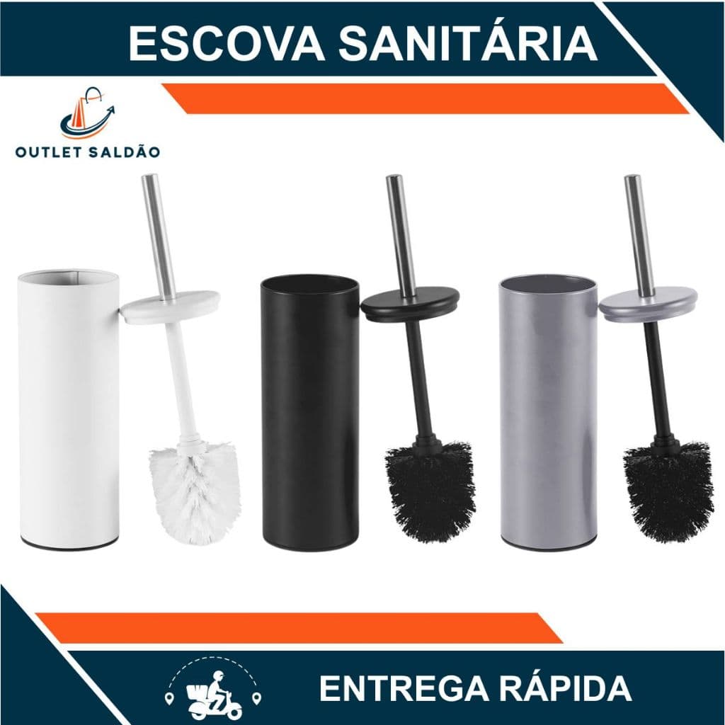 Escova Sanitaria Com Cabo Inox e Suporte Para Limpeza De Vazo Sanitário e Banheiro Utile