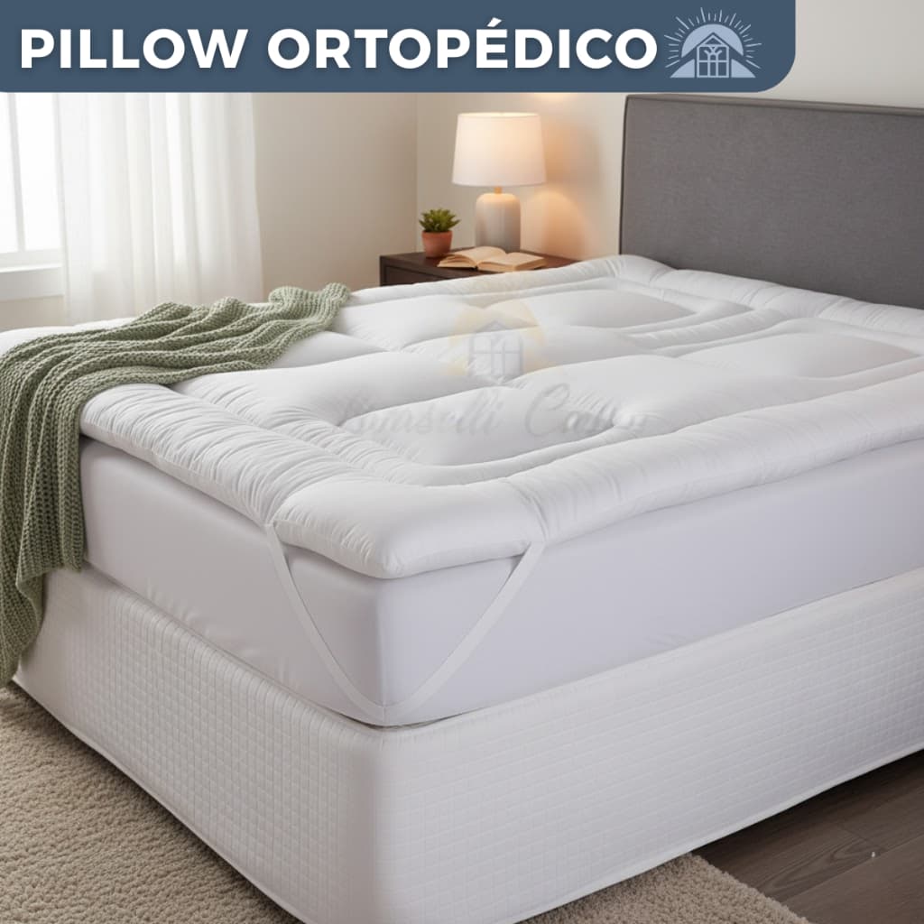 Pillow Top 10cm Casal e Queen Ortobom 400 Fios Percal Grosso Toque Ultra Macio Solteiro e King