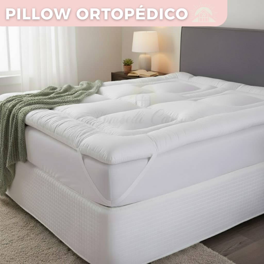 Pillow Top 10cm Casal e Queen Ortobom 400 Fios Solteiro e King Toque Ultra Macio Percal Grosso